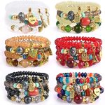 Bohemian Bracelet Sets for Women - 6 Sets Stackable Stretch Bracelets Multi-color Boho Jewelry for Women Hippie Bracelets Dainty Jewelry Best Friend Gift